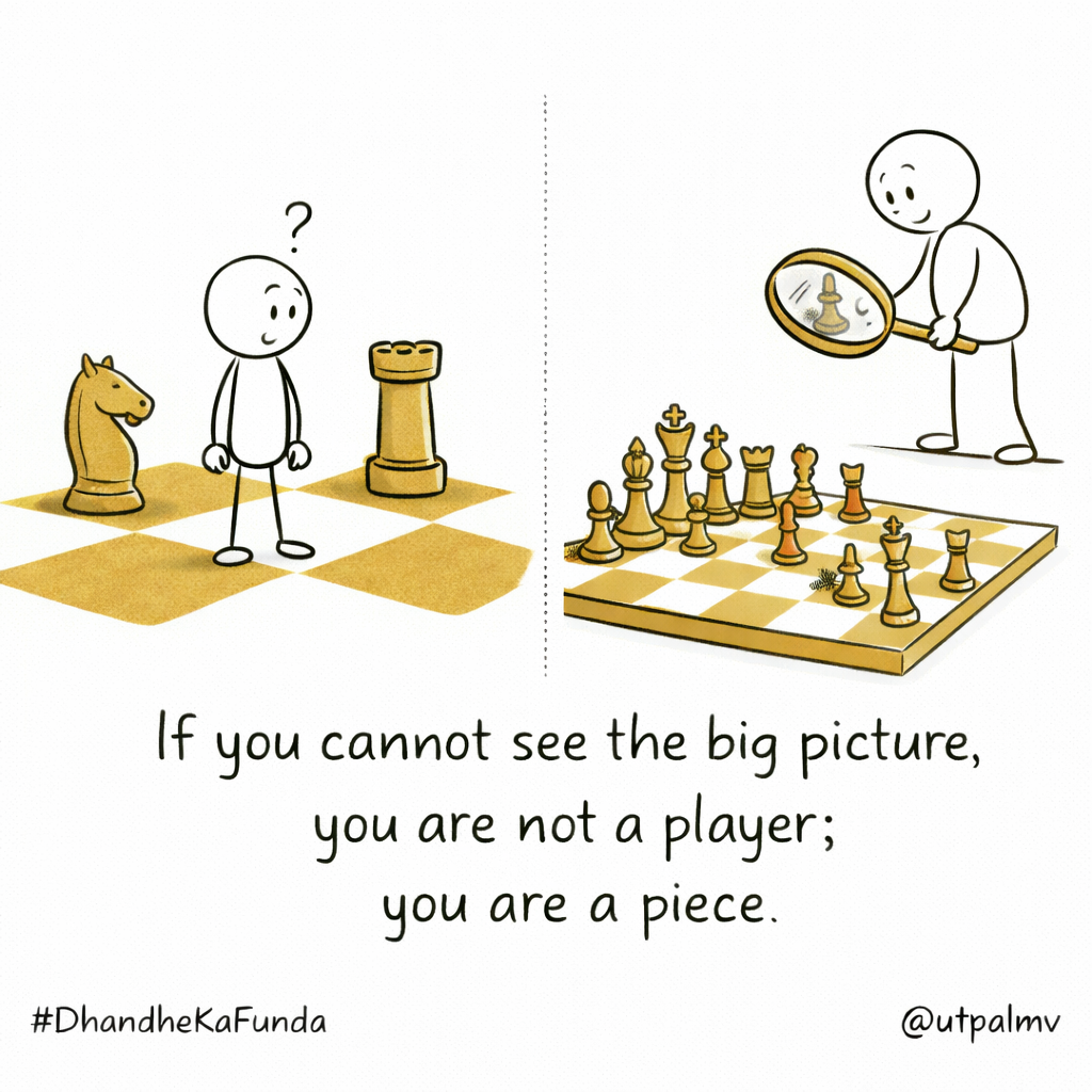 "If you cannot see the big picture, you are not a player; you are a piece." ~ Utpal Vaishnav #DhandheKaFunda